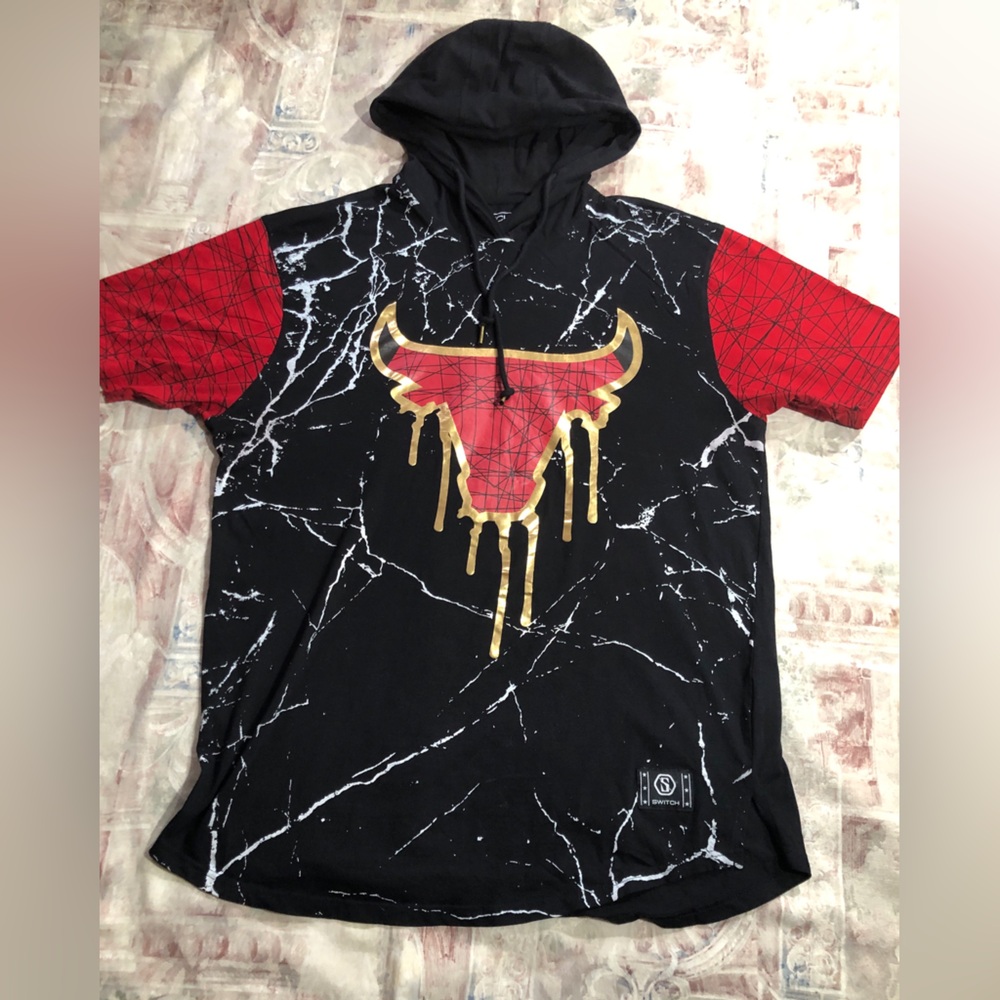 Switch Hooded T Shirt Black and Red Graphic Men's Shirt